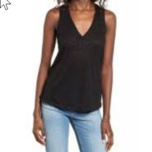 Project Social T raw edge tank top black